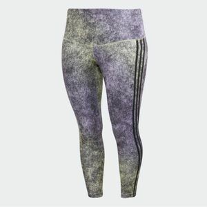 Adidas Feel Brilliant 7/8 Fitted High-Rise Purple Yellow Tint Tights Size Large